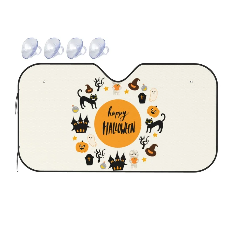 

Halloween Car Windshield Sun Shade Cover Front Water Sunlight Snow Cover Universal
