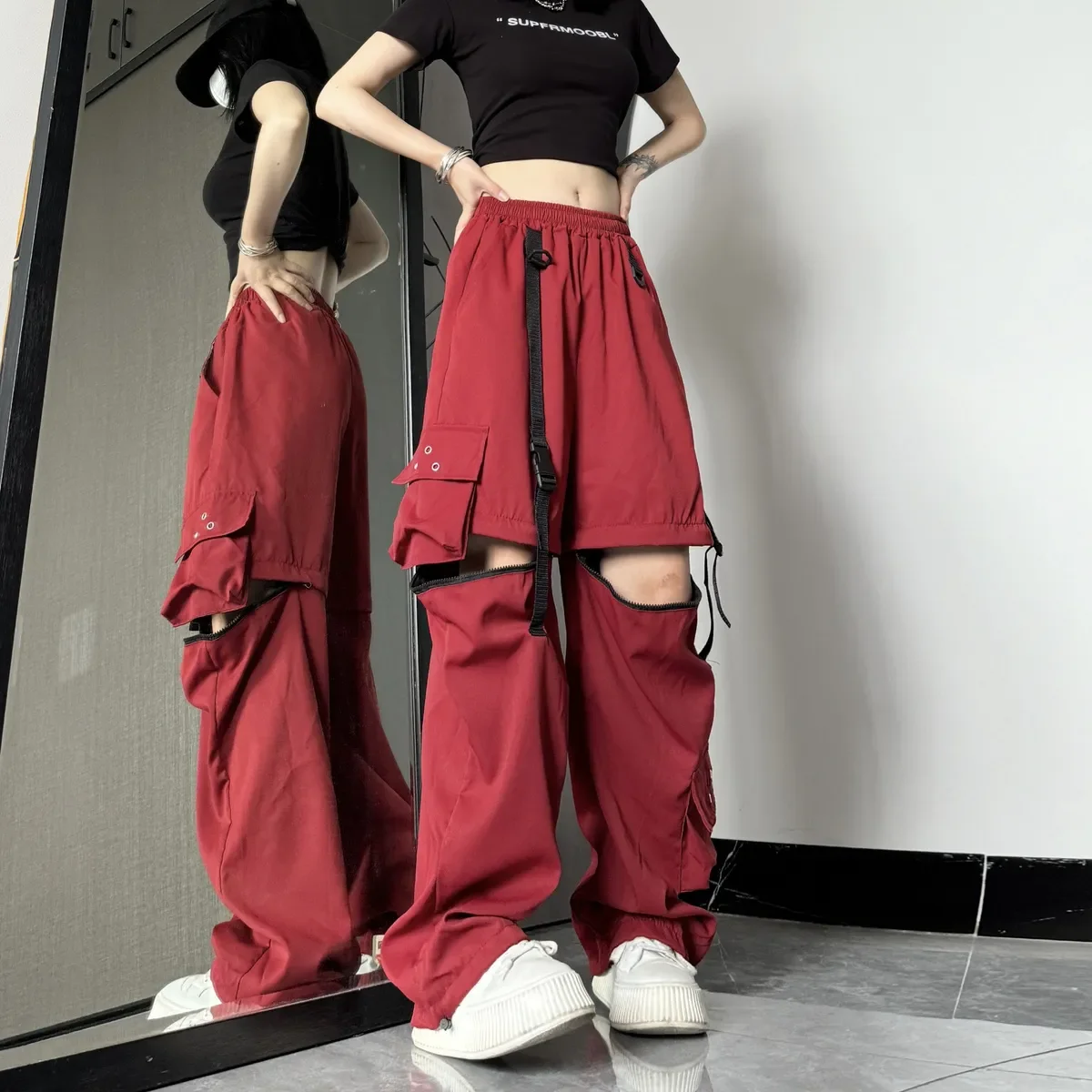 Ensemble Streetwear Femme OKGD Pantalon Cargo Taille Haute T