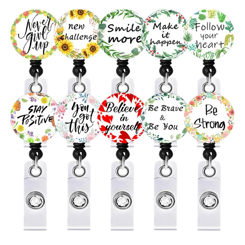 

10 Pcs Badge Holder Reels Retractable Holder ID Badge Reel Clip Cute Name Tag ID Card For Nurse Teachers Students