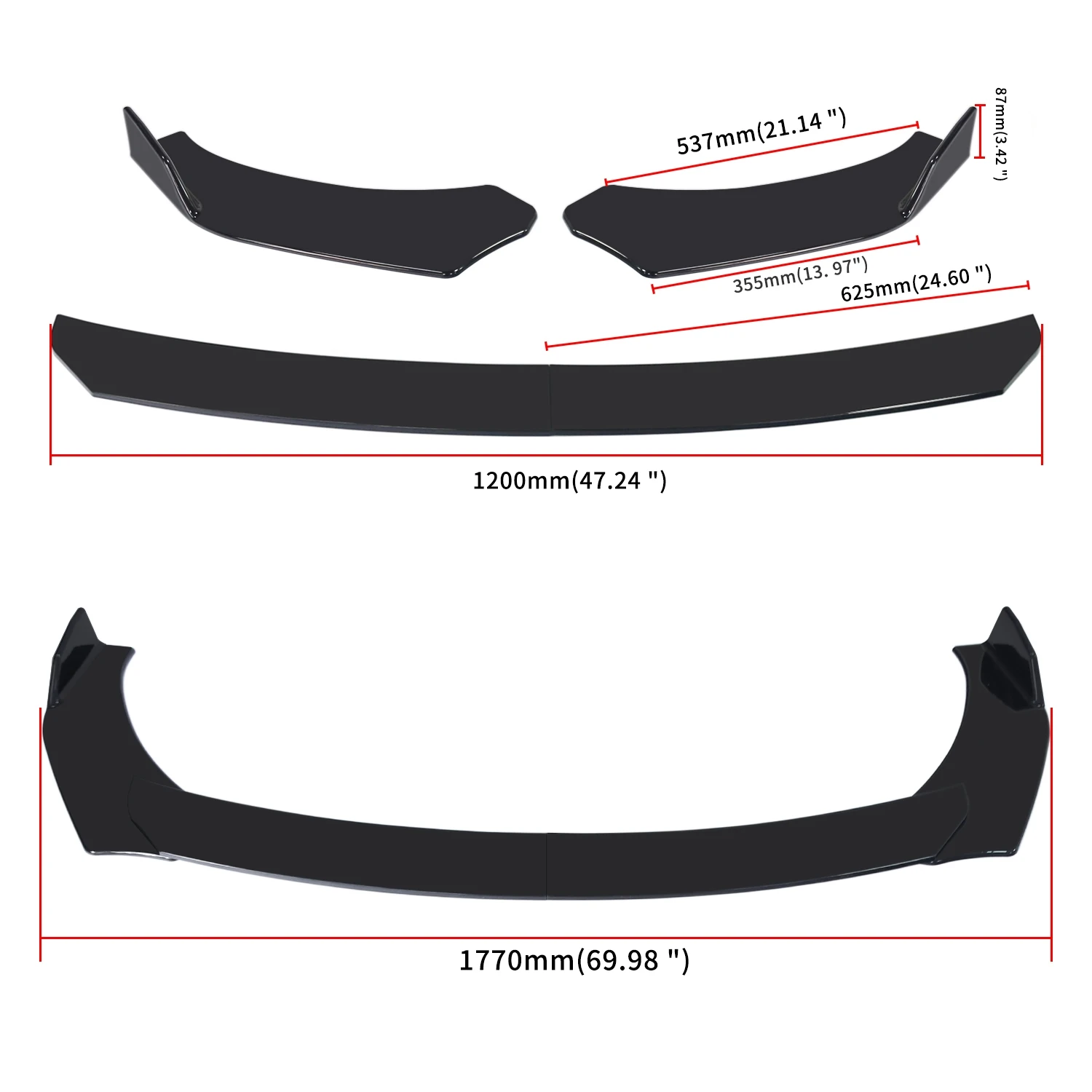 Car bumper spoiler 1set universal car front bumper lip chin spoiler splitter body kit for Honda Toyota Mazda Subaru VW Lexus Audi BMW