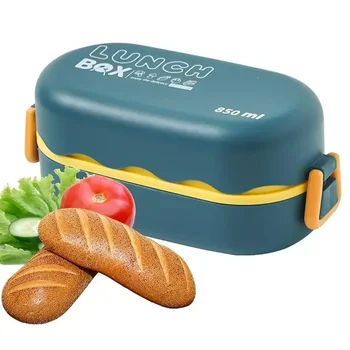 Lunch Box portatile per bambini Bento Box in plastica sicuro per microonde con scomparti e scatola per salsa Contenitore impilabile per insalata e frutta 1