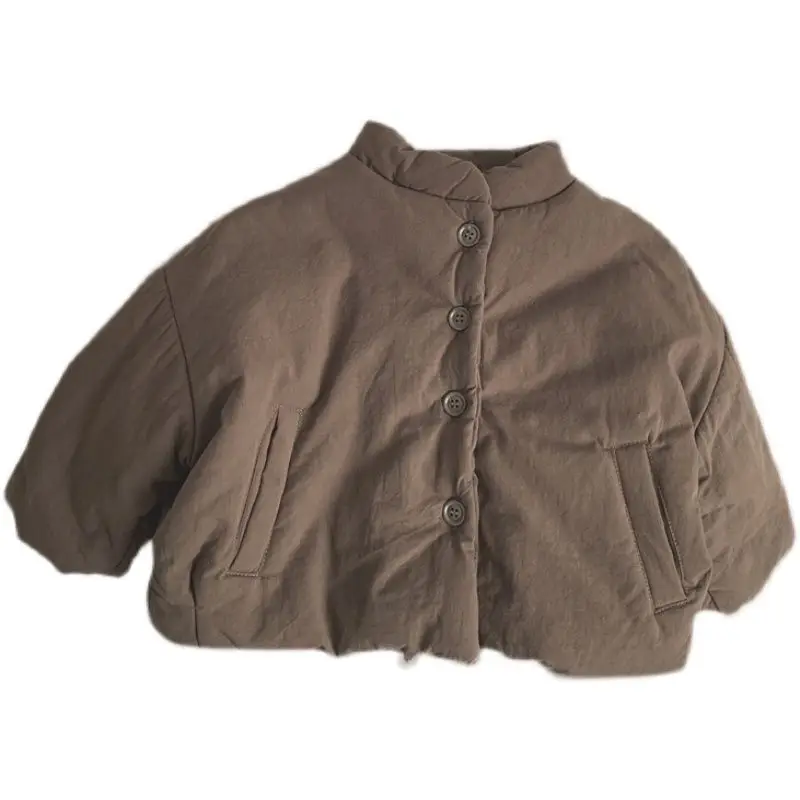 Winter Kids Jacket Thicken Cotton Warm Boys Girls Winter Coat Solid Color Children Retro Style Outwear Windproof Warm Coat