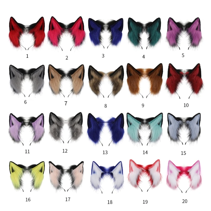 Plush Cat Ear Cosplay Headband Plush Furry Ears Birthday Cosplay Party Headbands Hair Accessories for Women Girls