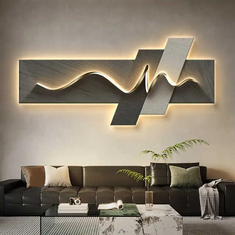 Dipinto decorativo per soggiorno con illuminazione a LED ambientale, quadro moderno di lusso per parete dietro il divano, dipinto minimalista da appendere.