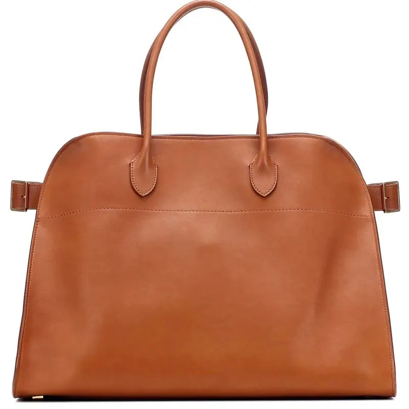 Luxury high-capacity commuter bag temperament solid color split leather handbag