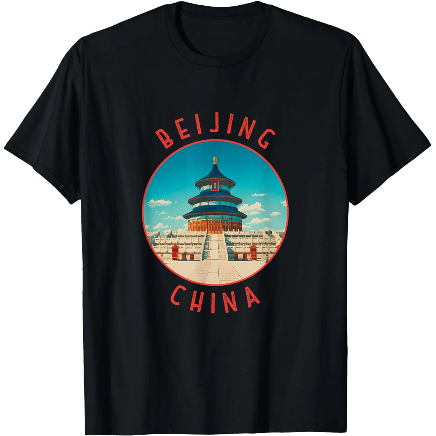 Lustige Peking China Retro Kreis T Shirts Männer Frauen Reine Baumwolle Humor Streetwear T-shirt Kurzarm Unisex Lose Kleidung