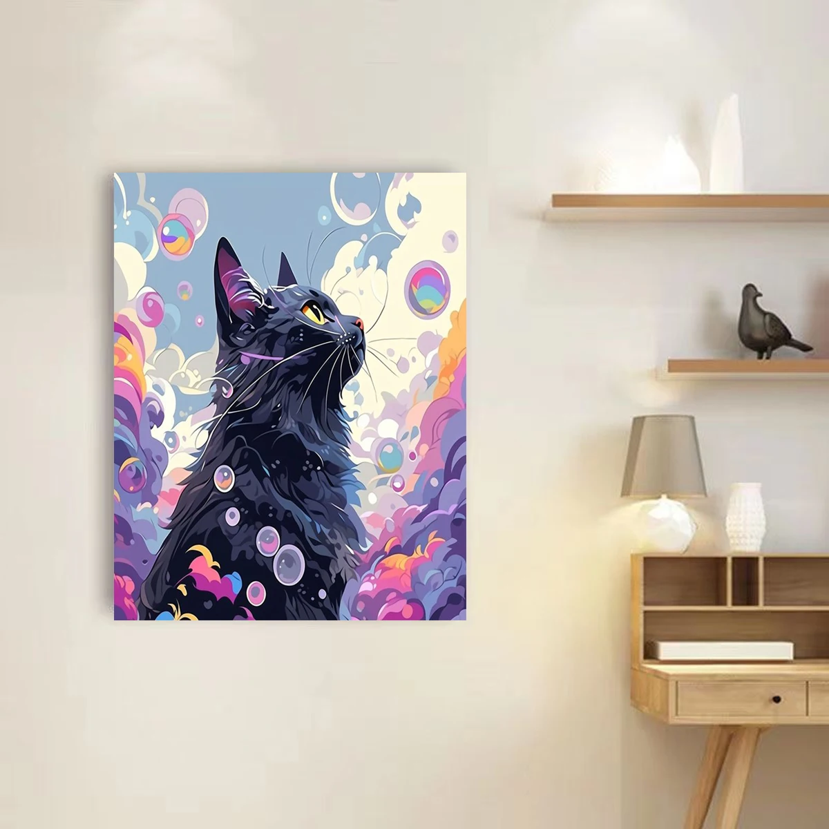 Painting By Numbers Kits Animal cat with frame Acrylic Wall Art for adults Room Home Decoration