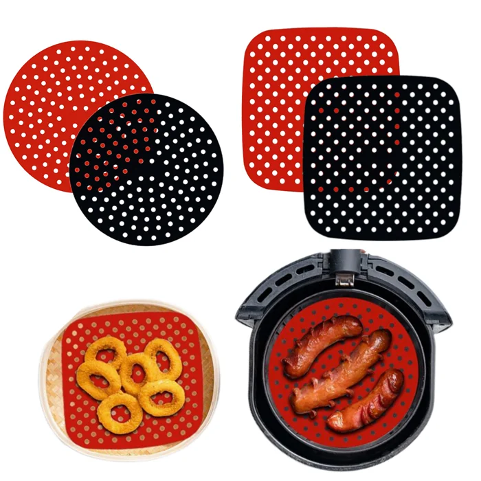 

Square Round Reusable Air Fryer Liners Non-Stick Silicone Mats Resistant Heat Easy To Clean Liners Airfryer Accessories