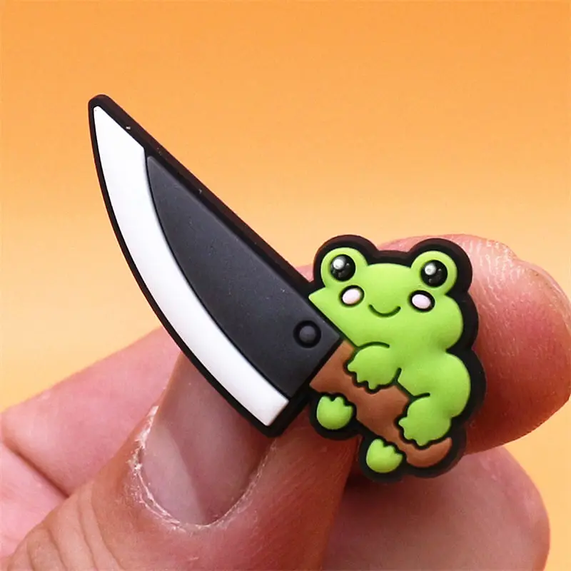 Shoe charms shoe decorations Single 1pcs Funny Frogs PVC Shoe Buckle Decorations Lazy Dog Knife Penguin Upper Charms Shoe Pins Accessory Fit Kids Gifts