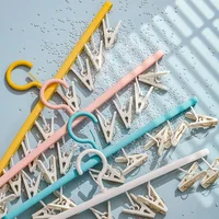 8Pegs Plastic Clothes Drying Hanger Windproof Clothing Rack 8 Clips Sock Laundry Airer Hanger Underwear Socks Holder 2