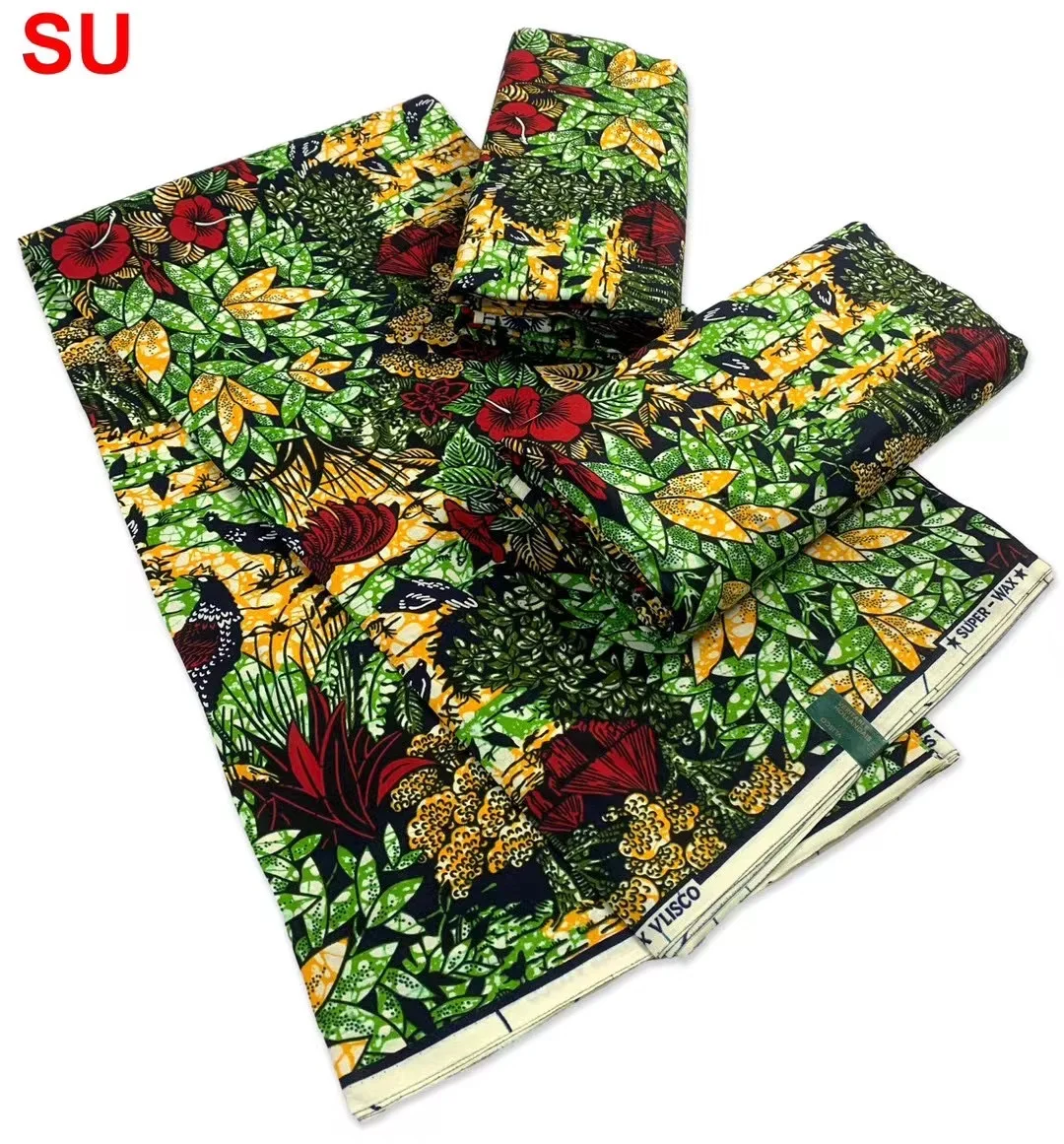 

Wholesale Price 100% Cotton African Print Fabric Wax Grand Super with 6 Yards Embellished Ankara Fabric Pagne