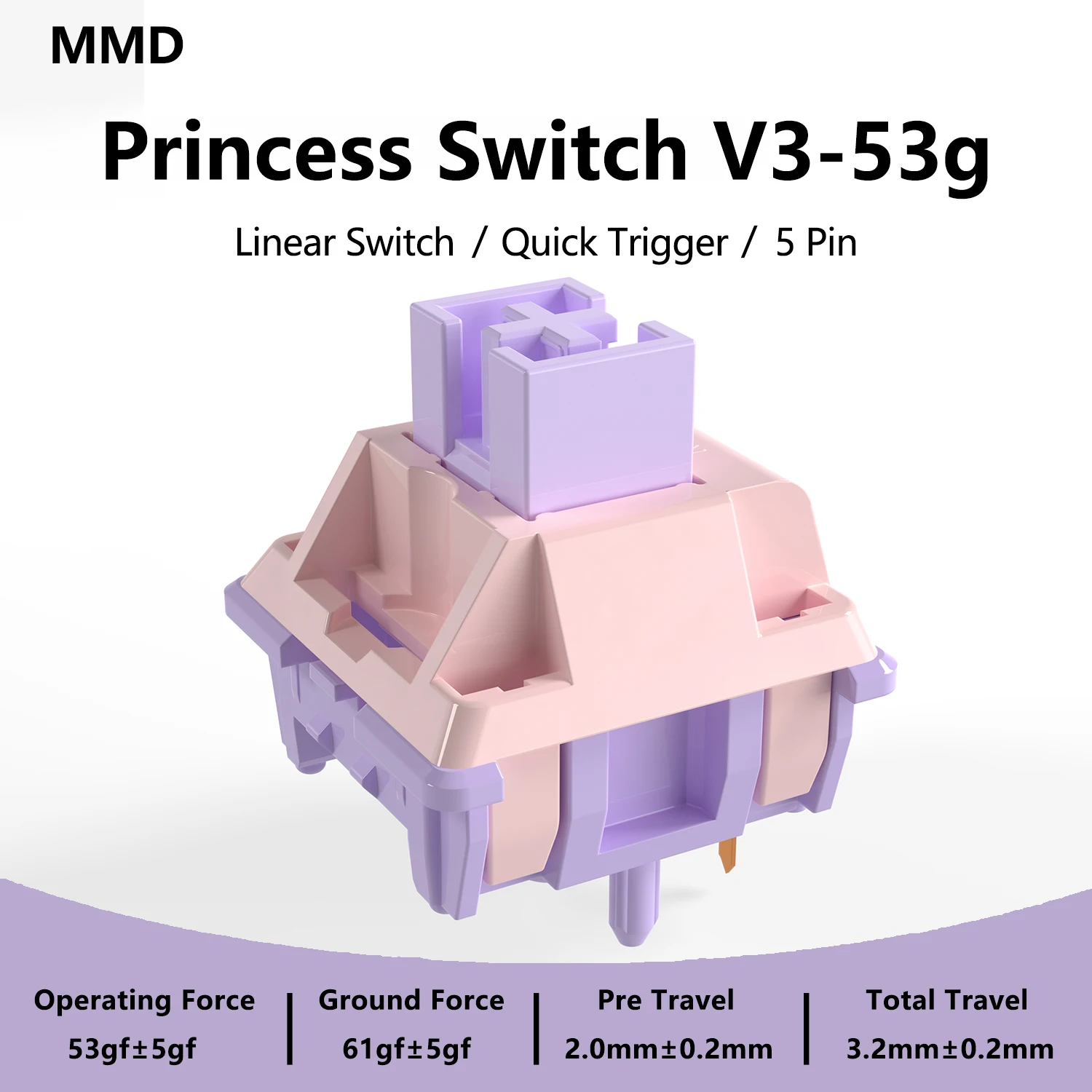 Enhanced Tactile Mechanical Keyboard Switch - Factory Lubed, RGB SMD, 62g Actuation