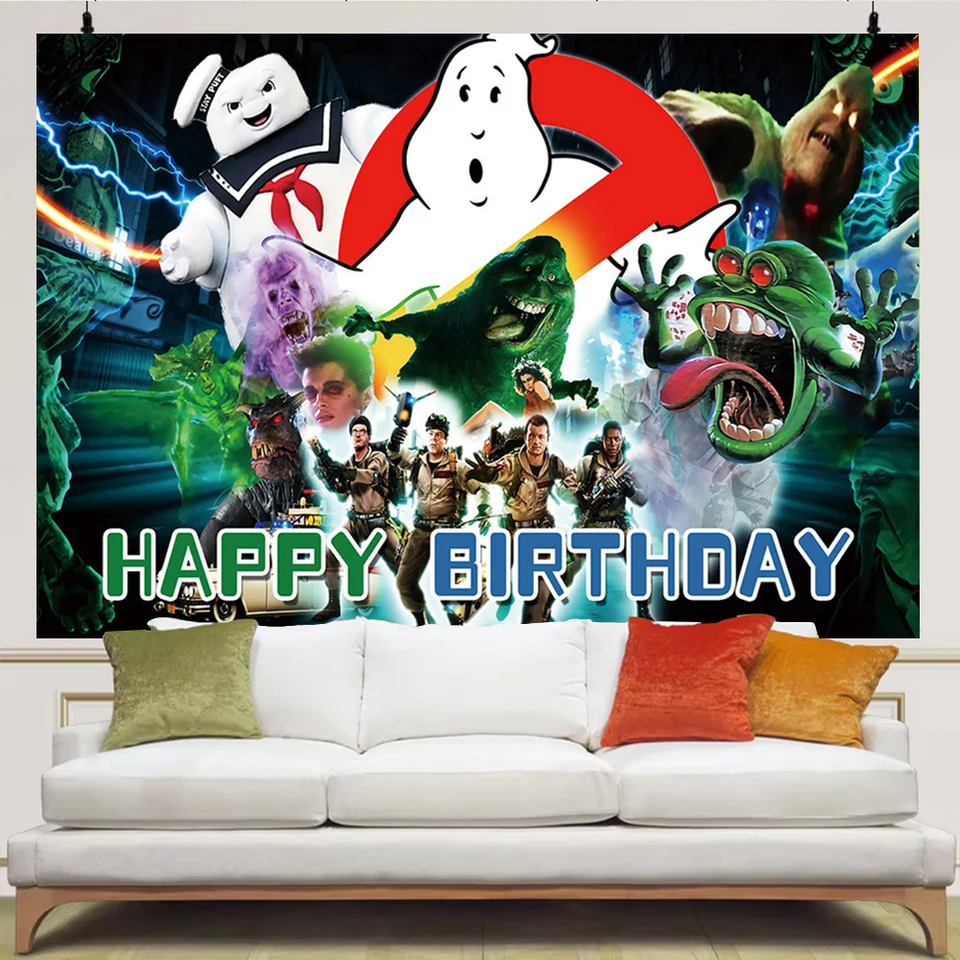 Palloncini Ghostbusters Per Compleanno - 20 Palloncini Fantasma In Lattice + Banner + Decorazioni Torta