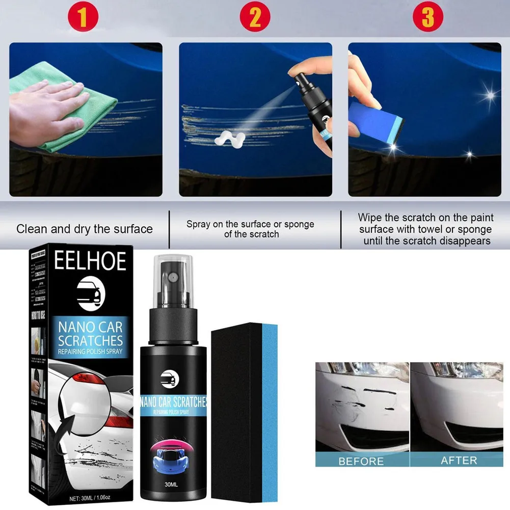

Repair Spray Car Scratch Removes Any Scratch/Mark Sponge Wax 30ml 30ml Liquid Car Polishing Removal Car Accessories