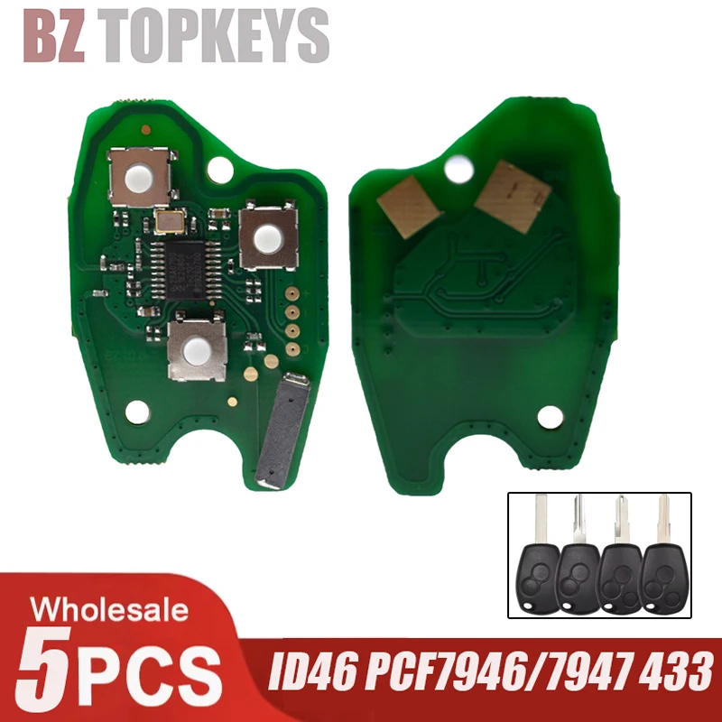 5pcs Electronic PCB board car key parts ID46 PCF7946/PCF7947 433MHz for Renault DACIA   Megane Duster Clio Twingo Logan Sandero