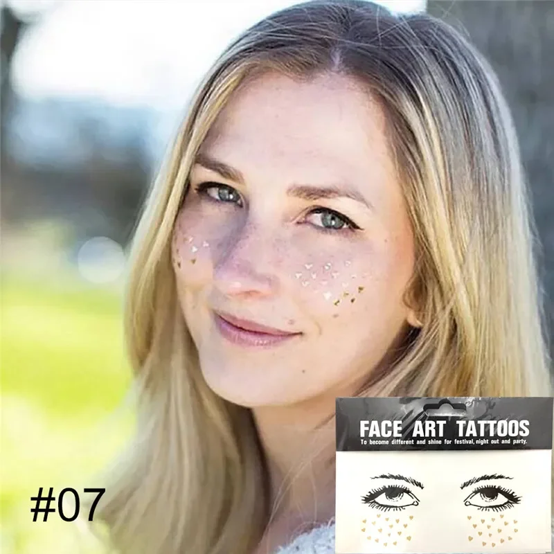 Flash Metallic Gold Face Temporary Tattoo Makeup Stickers