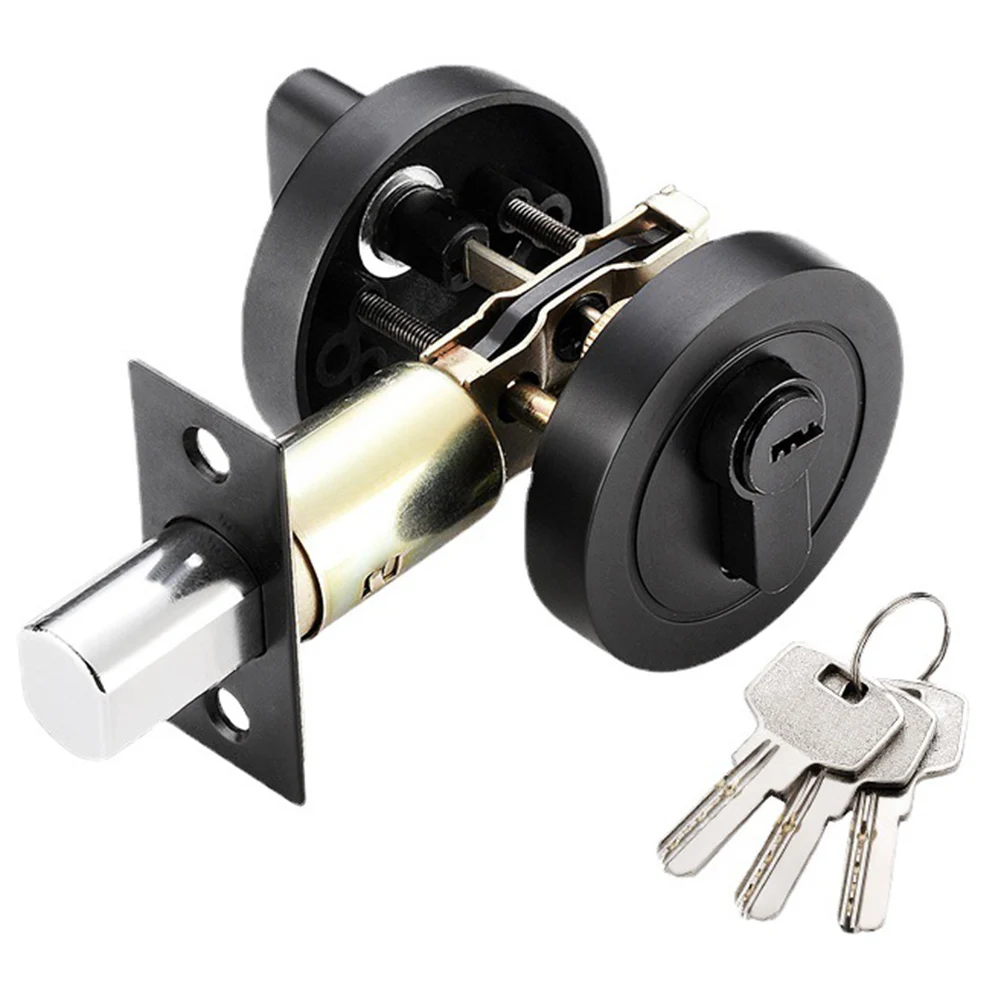 Description Picture 2 of itemBrushed Nickel Handles Exterior Doors Cylinder Front Exterior Doors Single Cylinder Zinc Alloy Black Door Lock