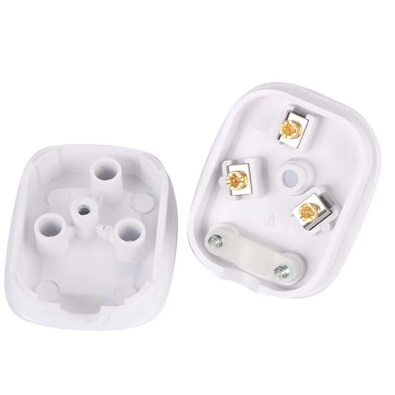 Rewirable 3 Pole 10A Power Plug Connector - 250V, White/Black