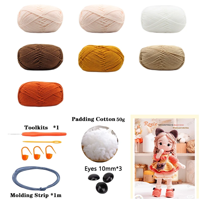 Sewing Tools Crochet Kit Crochet Hooks Knitting Supplies Crochet Needles Knitting Material Knitting Craft Supplies Crochet Girls Amigurumi Crochet Doll Knitwear DIY Hook Girls Material Kit Yarn Accessories Pattern Children Gift Home Decor
