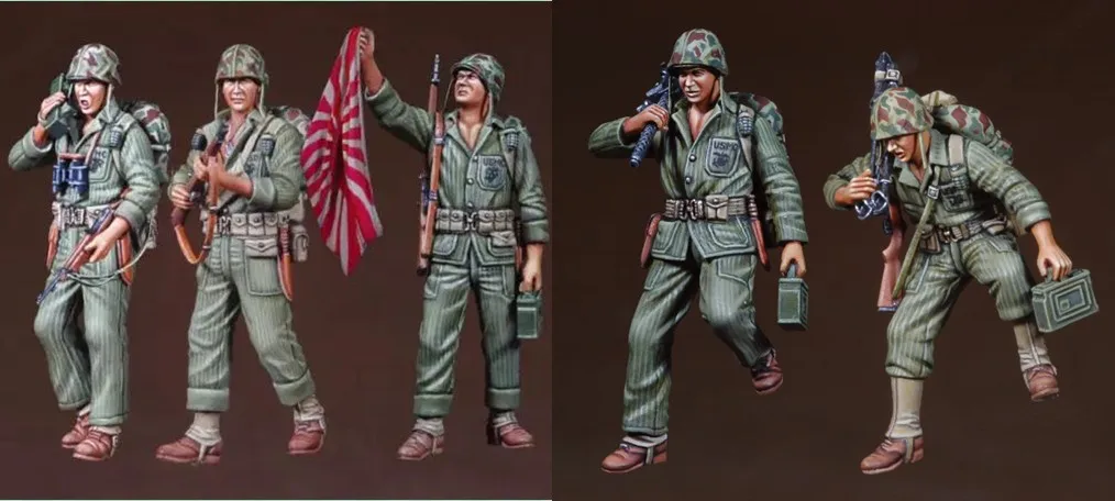 1/35 Scale Die-cast Resin  Model Assembly Kit (5 Figures) Unpainted, Free Shipping