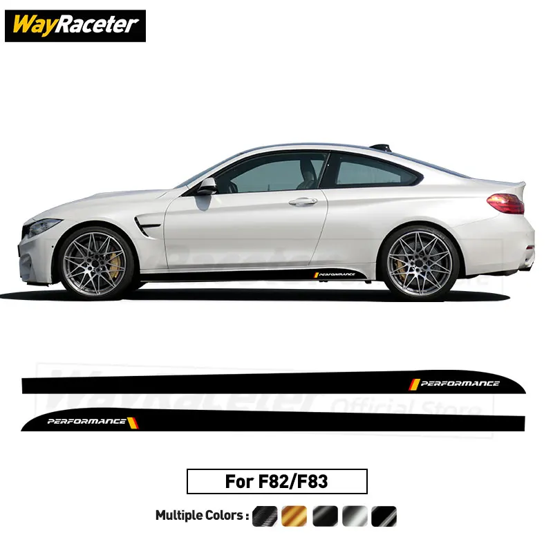 2 Pcs M Performance Decal Carbon Fiber Vinyl Door Side Stripe