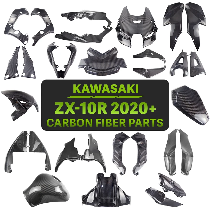 For Kawasaki ZX-10R + Carbon Fiber Accessories Body Side Panels Rear Tail Trim Exhaust Cover Fuel Tank Cover Kit motorcycle accessories kit