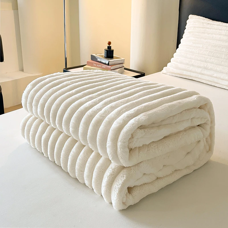 Einfarbige, verdickte, breit gestreifte Multifunktionsdecke, kann als Bettlakenbezug, Decke, Nickerchendecke, Haustierdecke verwendet werden