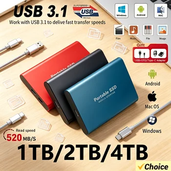 1TB to 16TB Portable SSD External Solid State Drive USB C Compact Design Suitable Storage for Student Study Work 1