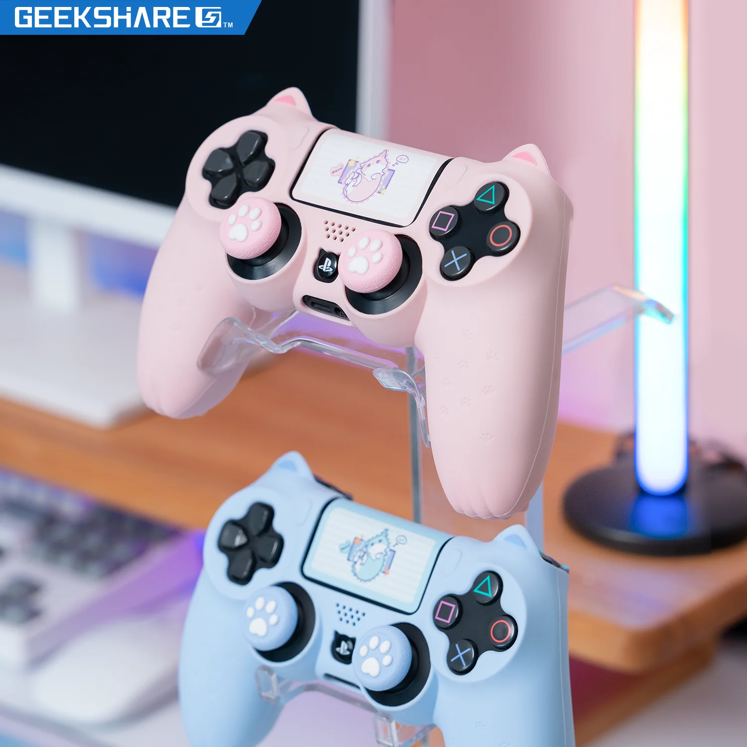 Geekshare 3-1 Kit Di Accessori Cat Paw Controller In Silicone Cover Skin Protector Per Playstation 4 Slim/Pro Controller Ps4 Skin