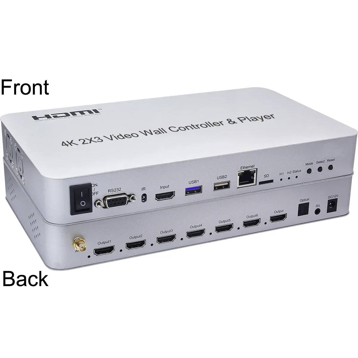 4K 2x3 6화면 스플라이싱 프로세서 2x2 TV 월 컨트롤러 HDMI 비디오 월 TV 스플라이서 박스 USB U 디스크 플레이어 마우스 키보드 지원