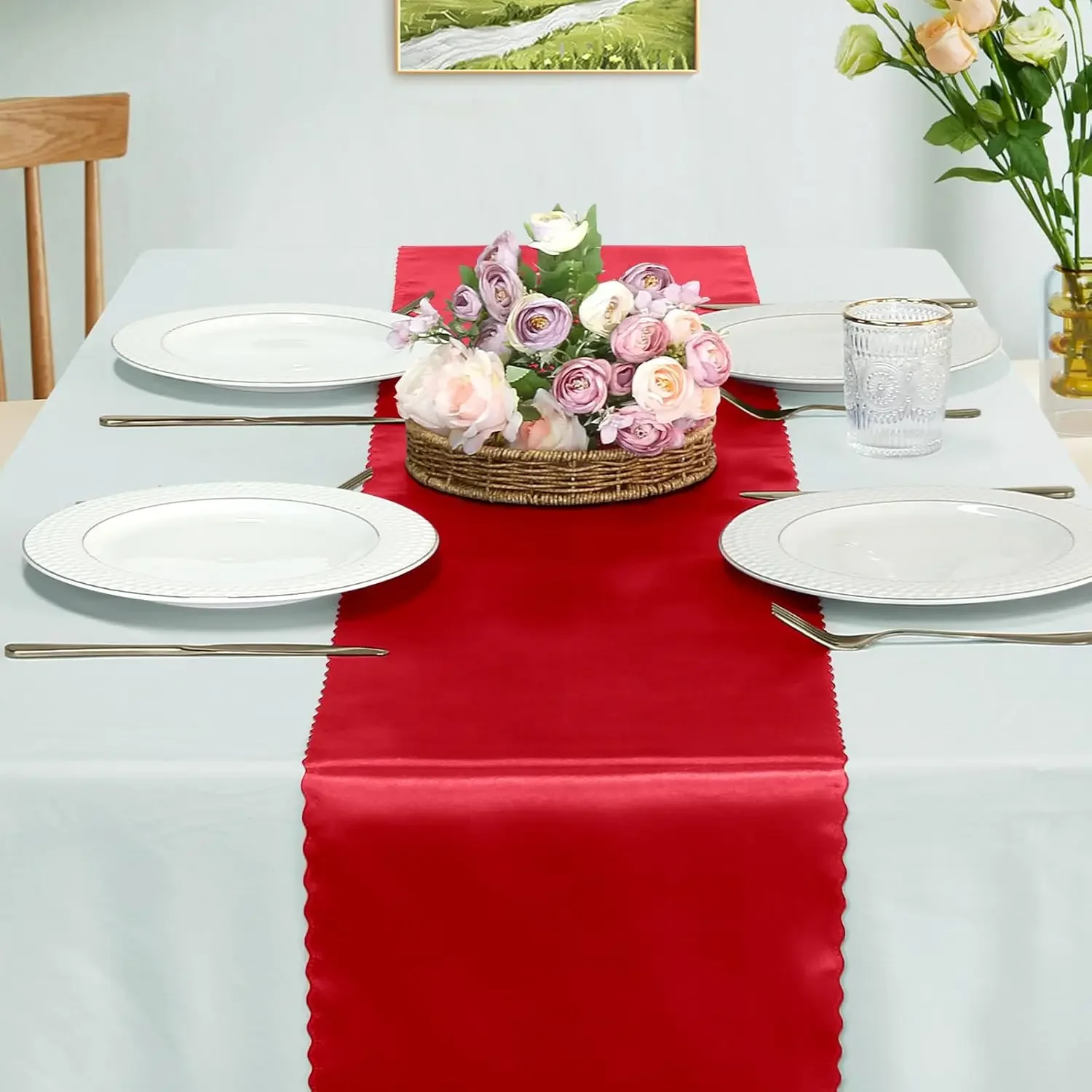 30cmx275cm Satin Table Runner Banquet Wedding Silk Ribbon Table Flags for Party Supply  Decoration Table Cover RunnerTablecloth 3