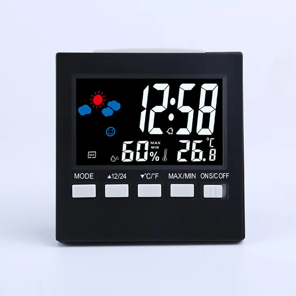 Digital Clock Thermometer Hygrometer Weather Station Alarm Clock Temperature Gauge Colorful LCD Calendar Voice-activated lcd digital clock,weather clock,digital desk clock,digital clock,weather station display,mini weather clock,digital table clock