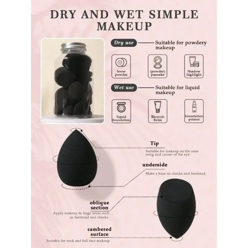 Black Makeup Sponges Set Face Cosmetic Puff Makeup Tool Large Beauty Eggs Puff Mini Beauty Egg Thumb Puff Korean Make up Blender 5