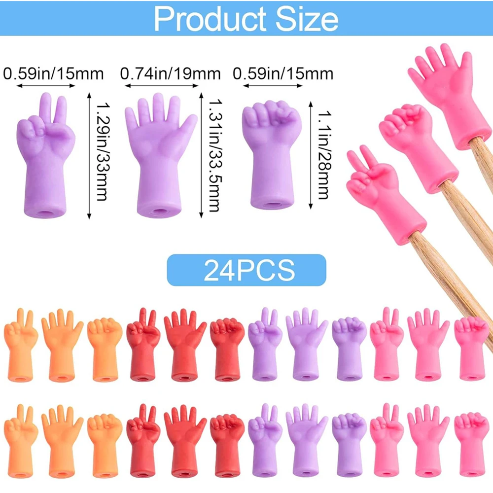 24pcs Knitting Needle Stoppers Knitting Needle Point Protectors Tip Cover Crochet Knitting Needle Caps Supplies Accessories