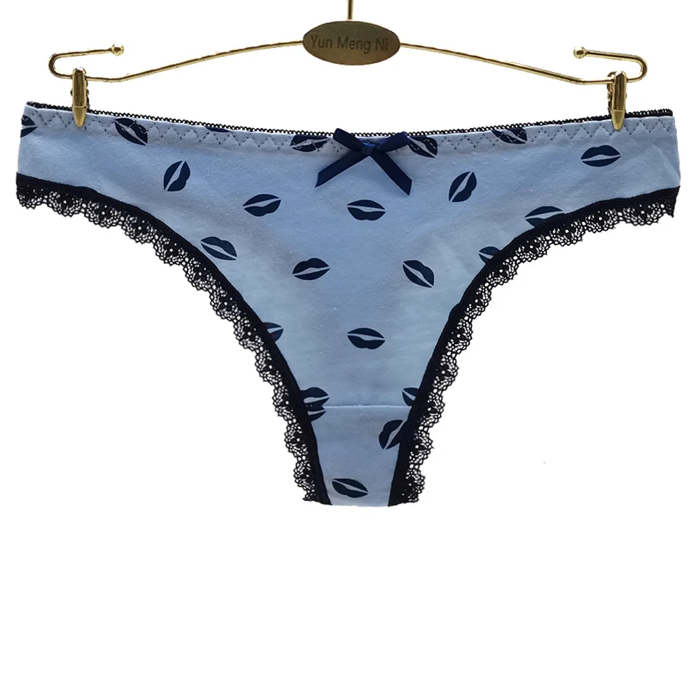 Ladies Cotton Thong Panties Sexy Women G String Tangas Mujer Woman Underwear Lingerie Femme Underpants Print Panty 5 pcs/lot