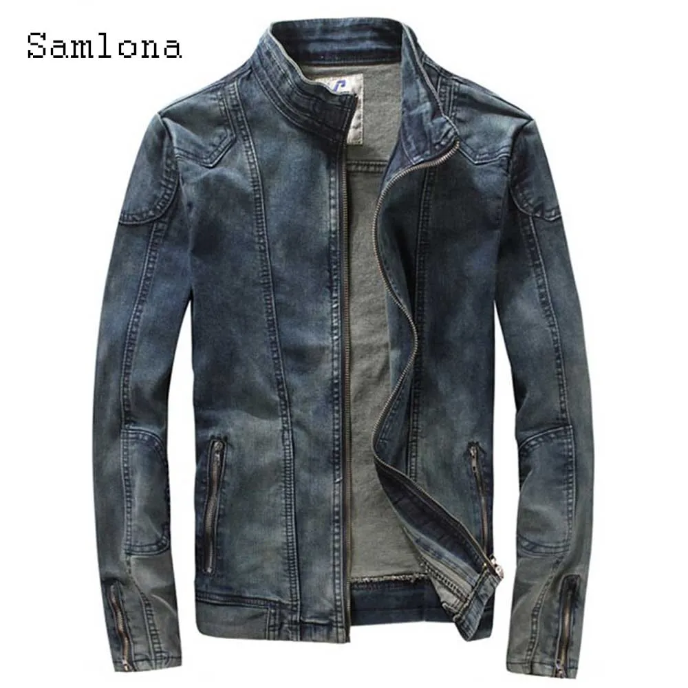 

2023 New Autumn Men Denim Jackets Slim Fits Motocycle Denim Top Blue Fashion Zipper Pocket Jean Outerwear Sexy Mens Clothing