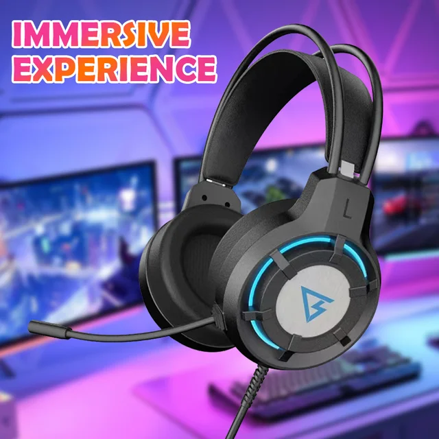 Wired Deep Bass Stereo Headset, Luz LED, Game Headphone, Over-Ear Headphone, 7.1 Surround, Cancelamento de Ruído, PC Computador 4