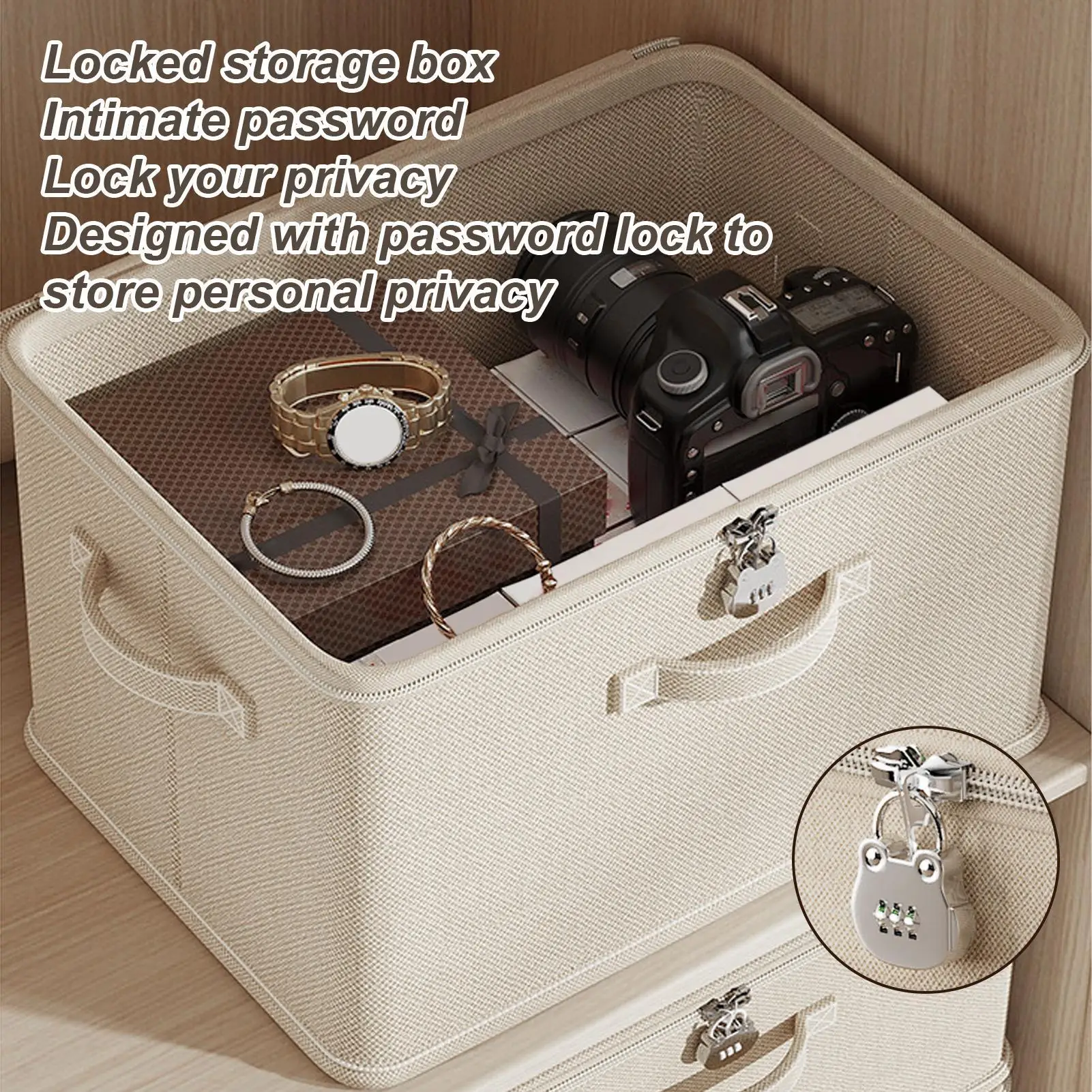 Lockable Storage Box Odor Proof Storage Container Stackable with Handle Locking Organizing Bin Washable Shelf Baskets for home