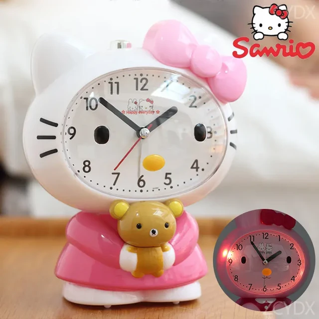 Kawaii Sanrio Accessories Hello Kitty My Melody Silent Wall Clock Cute  Anime Cartoon Children Bedroom Clock Decoration