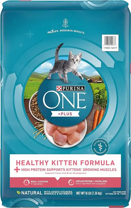 

Purina ONE с высоким содержанием белка, натуральный сухой корм для котят, + + + здоровая формула для котят-пакет 16 фунтов