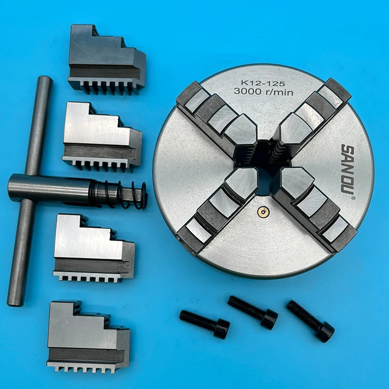 Mandrino Per Tornio 125Mm Mandrino Per Tornio A 4 Griffe K125-125 Mandrino In Metallo Di Marca Sanou Mandrino Per Tornio Autocentrante Per Mini Tornio