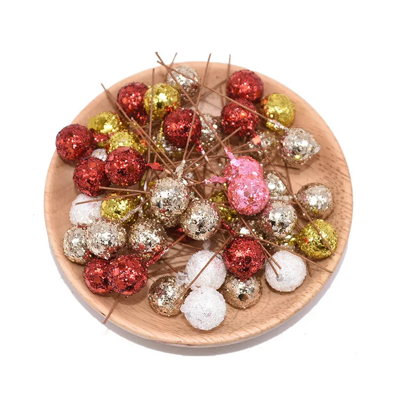 50PCS DIY Flowers Glitter Christmas Flowers Artificial Berries Artificial Flowers Stamens Wedding/Christams Party Decoration