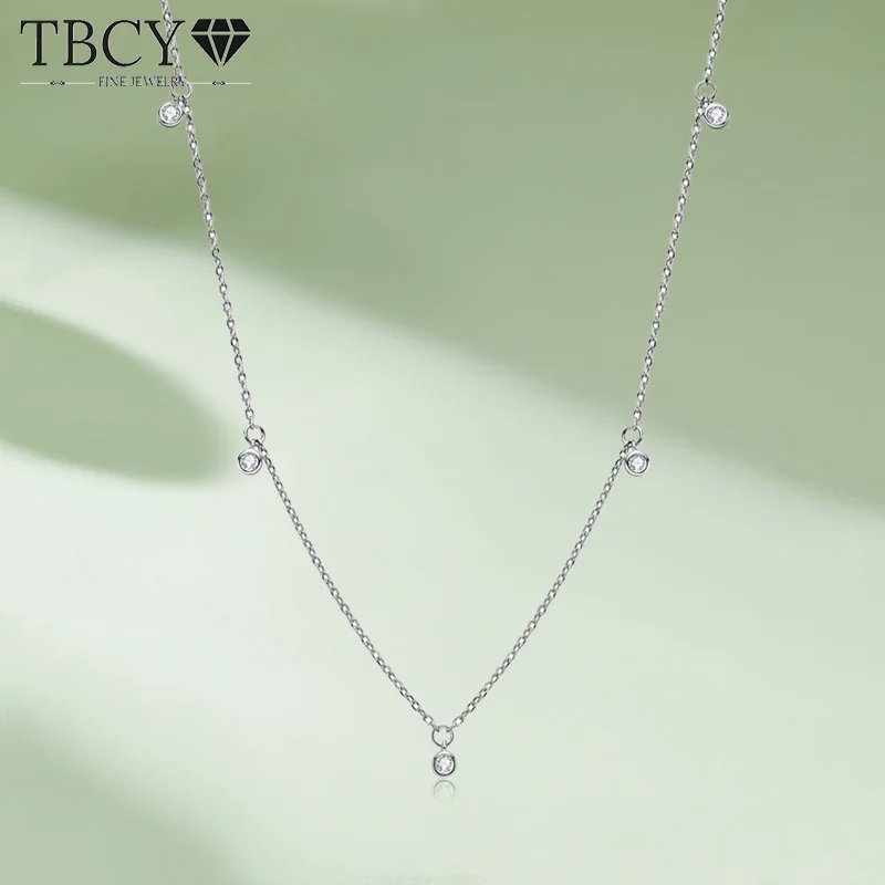 

TBCYD 2.5MM D Color Round Cut Moissanite Necklace for Women S925 Silver Charm Choker Neck Chain Fine Jewelry Girls Birthday Gift