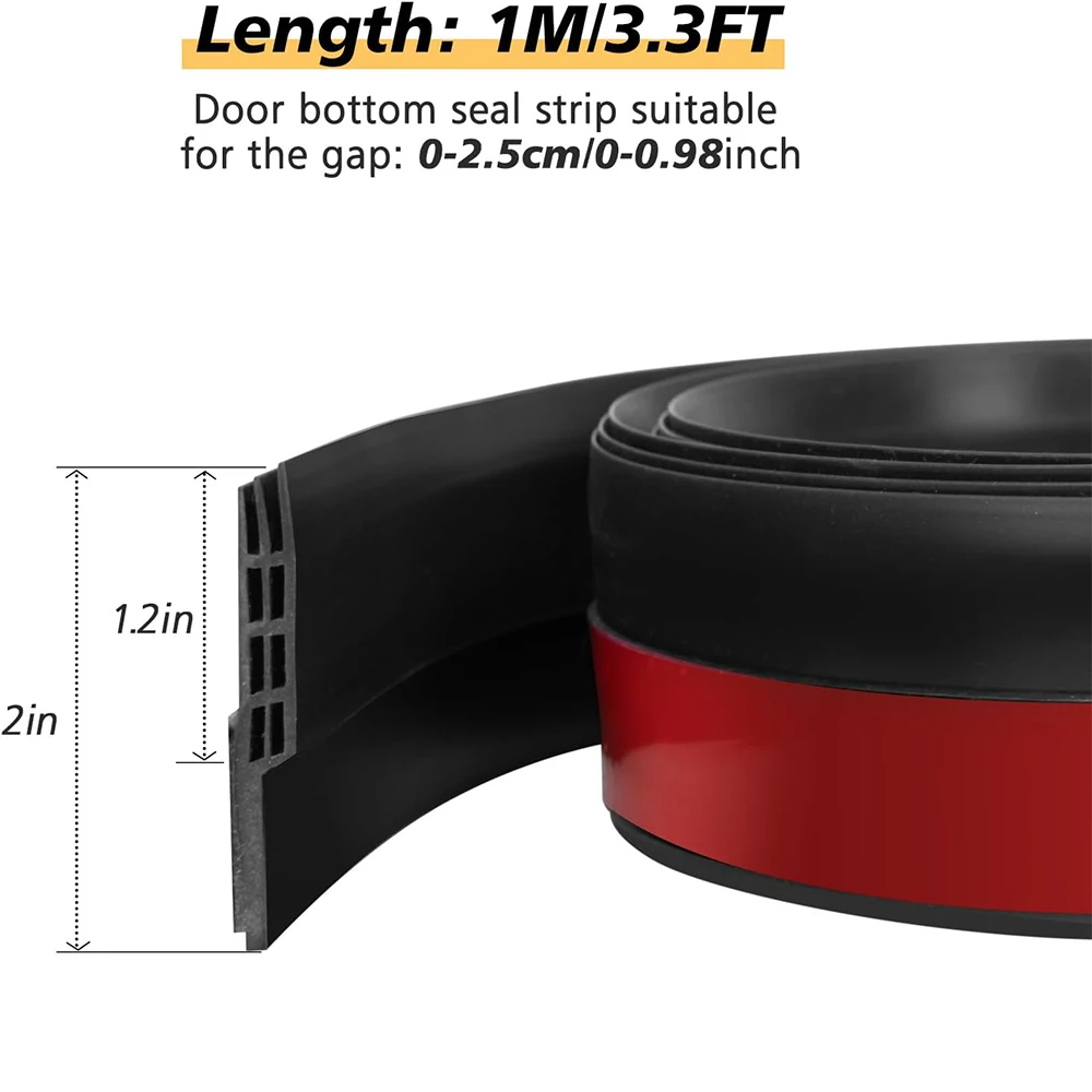 Under Door Draft Stopper 1m Silicone Rubber Sealing Strip