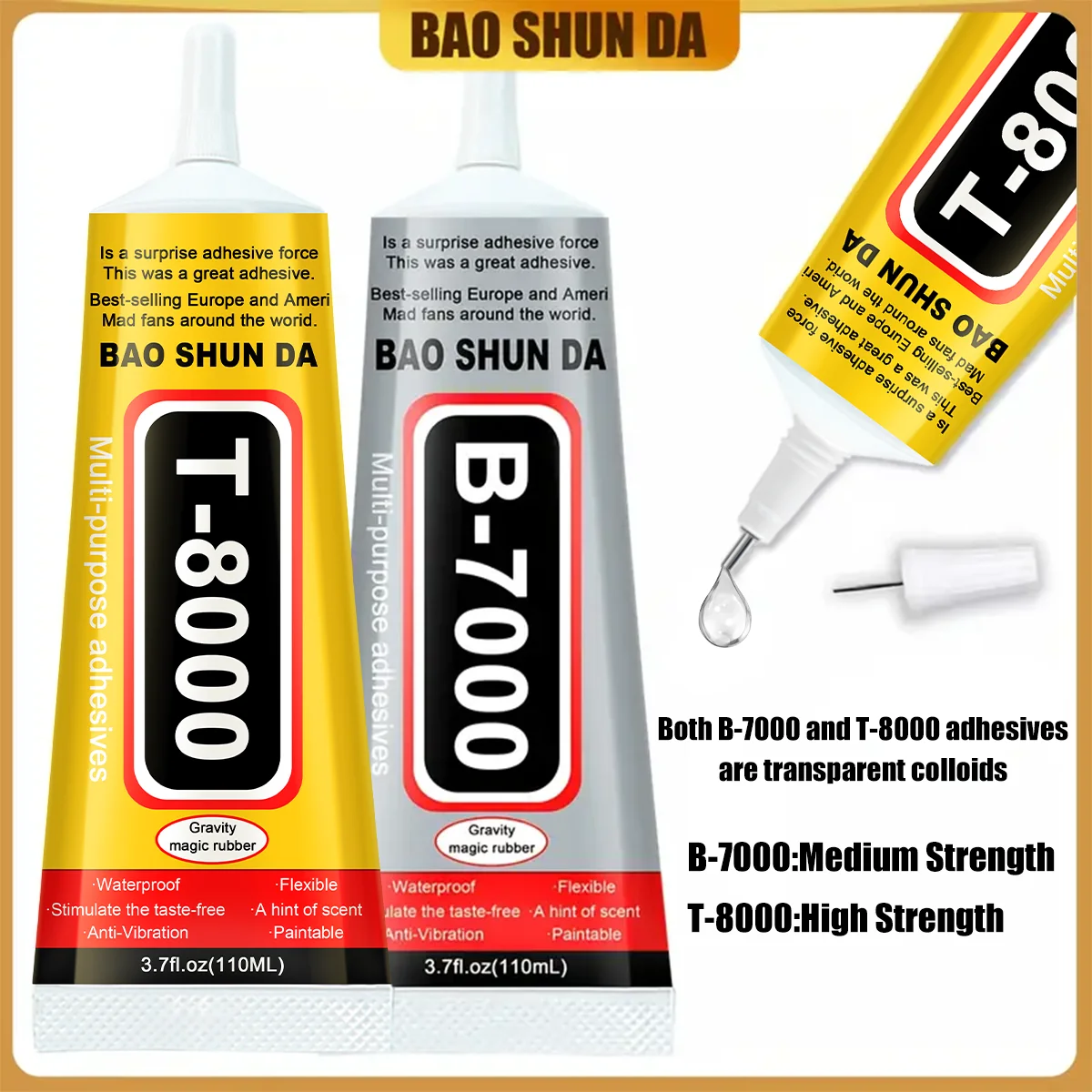 กาวซ่อมโทรศัพท์มือถือ B7000, กรอบ T8000, ฝาครอบแบตเตอรี่, กาวซ่อมกระจก, 15 มล., 50 มล., 110 มล. 1