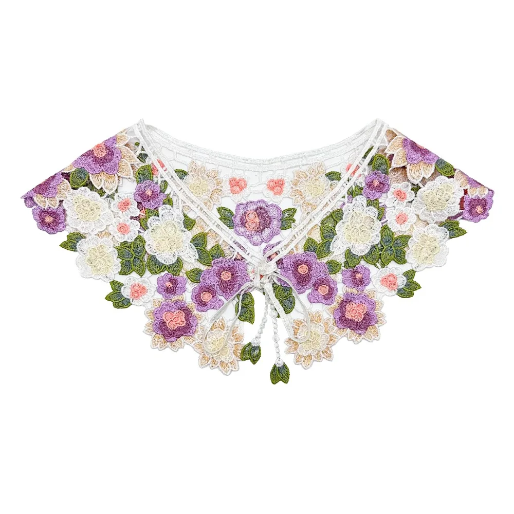 Embroidery Women\'s Lace Collar New Collar Insignia Lace Up Shawl Bow Neck Fake Collar Detachable Shirt