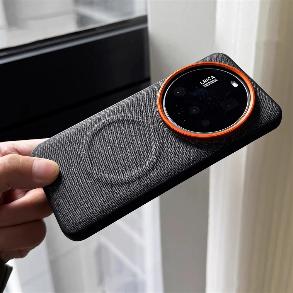 Luxury Magnetic Cloth Texture PU Leather Shell Case - Wireless Charging Shockproof Cover