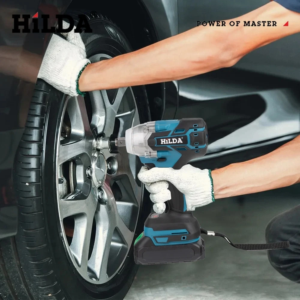 HILDA 18V Rechargeable Electric Impact Wrench 1/2 Socket Wrench for Car Maintenance Impact Cordless High Power without Battery 2