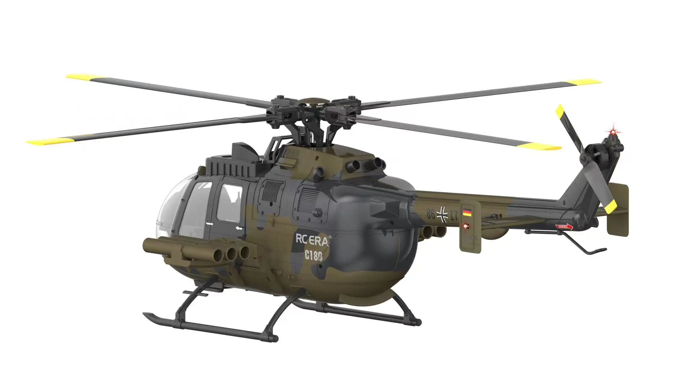RC ERA C180 BO-105 2.4G 6CH 광학 흐름 포지셔닝 TOF 고도 유지 듀얼 브러시리스 모터 1:25 스케일 플라이바리스 RC 헬리콥터