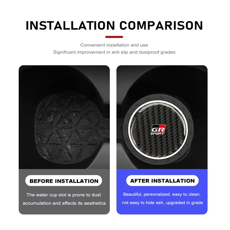 Car Coasters Water Cup Holder Anti-Slip Slot Mat Bottle Holder for Toyota GR Sport Gazoo Racing Yaris 86 Corolla Hilux Supra